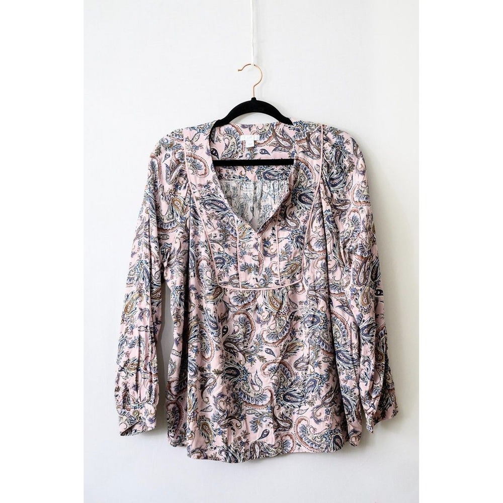 J. Jill M pink paisley top blouse career office casual